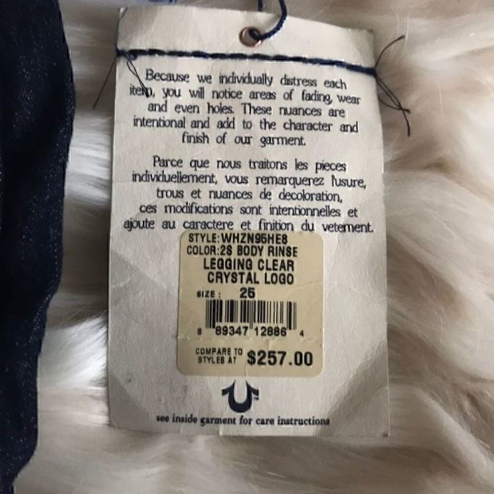 TRUE RELIGION GORGEOUS JEANS SWAROVSKI CRYSTAL‎ LOGO - Picture 2 of 8